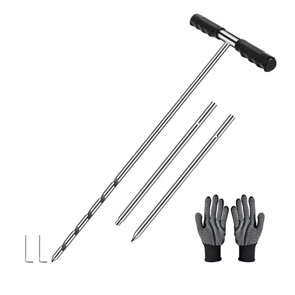 Reliable T Handle Soil Probe Adjustable Length 17 32 48 Inches Solid Stainless Steel Construction for Septic Tank For Locating