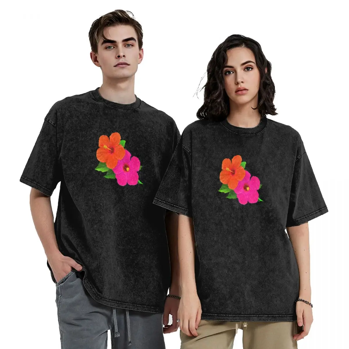 

Hawaiian Hibiscus/Hot Pink/Orange T-Shirt summer clothes graphic t shirts sweat blue archive plain white t shirts men