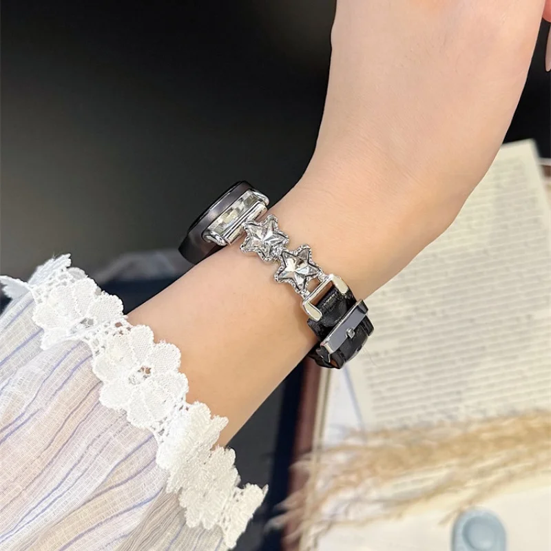 

Pentagram leather is suitable for Xiaomi Band 8Pro/9Pro，For Mi band 3/4/5/6/7，8/8NFC/9/9NFC/10/10NFC，For Redmi Watch5/4