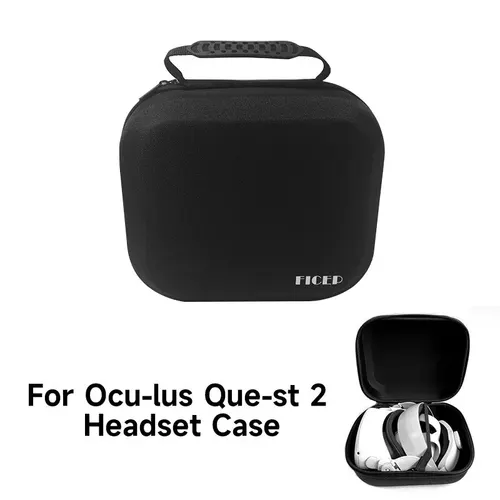 Imagen 2 del producto FICEP-Bolsa de transporte para Oculus Quest 2 /Meta Quest 3/ Pico 4, estuche portátil, caja de almacenamiento de EVA dura, estuche de viaje para auriculares VR