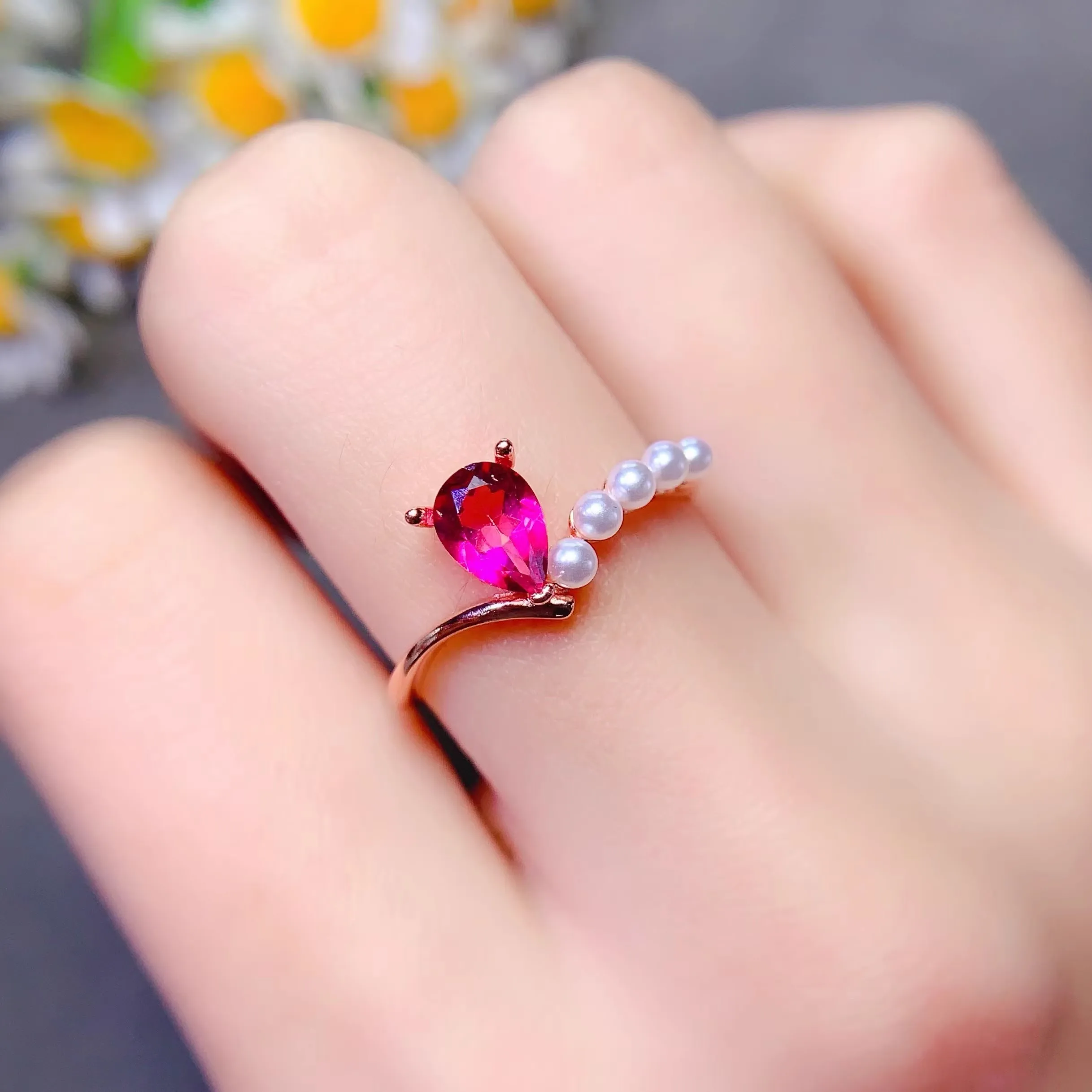 L 5*7mm Waterdrop Shaped Stone Settings S925 Sterling Silver DIY Ring Fine Weddings Design Light Charm Luxury Zircon for Woman