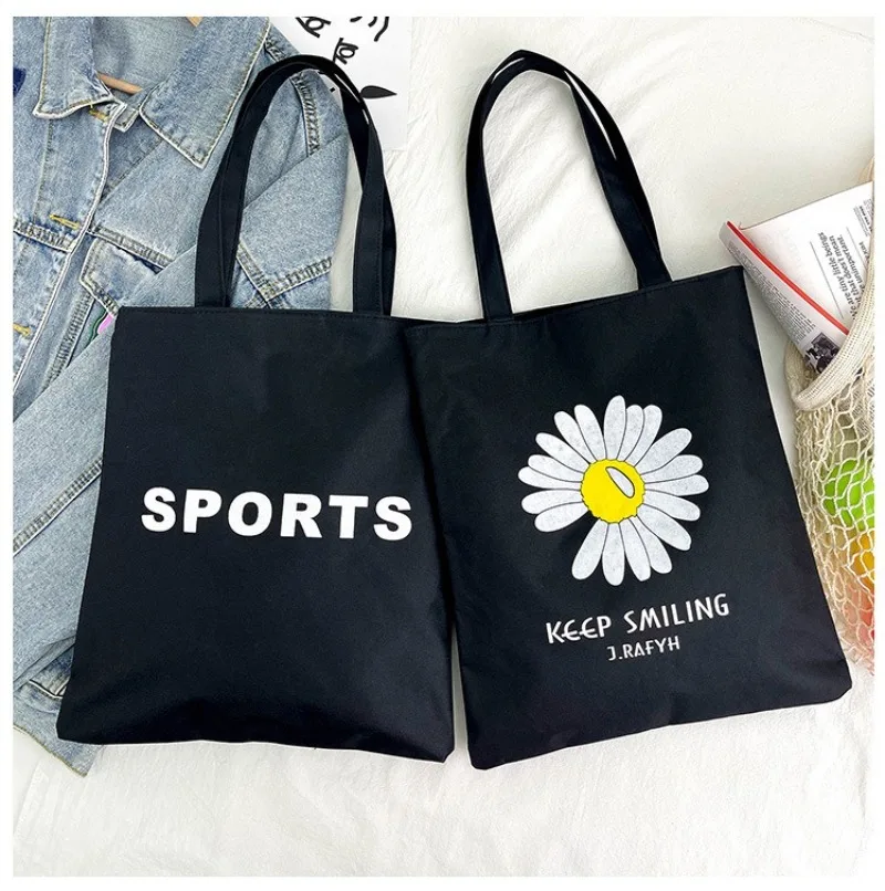 Canvas Tote Bag Autumn New Trend Korean Version Personalized Fashion Artistic Print Large Capacity Student Class Shoulder Bag