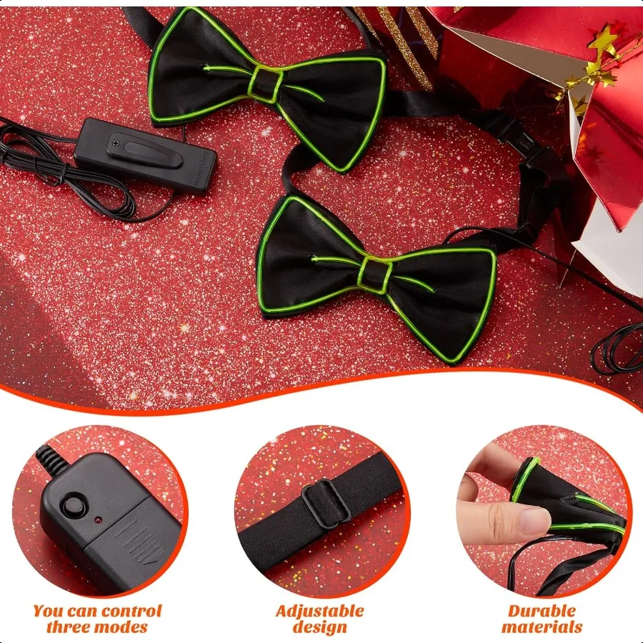 Hercicy Light up Bow Tie for Men LED Neon Bowtie Funny Ties Women Glow in the Dark Party Costume