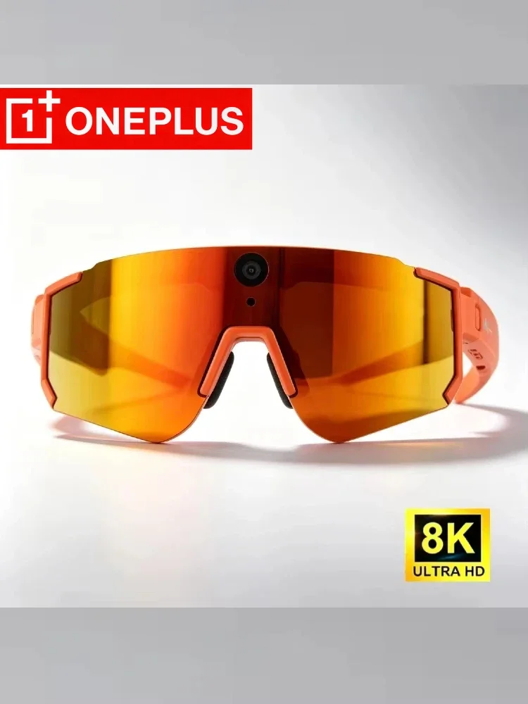 Okulary inteligentne OnePlus AI ChatGPT z kamerą 8K, 2400W, 32GB, z funkcją antywstrząsową, do nagrywania wideo i robienia zdjęć podczas jazdy na rowerze, sportowe okulary przeciwsłoneczne z podwójnym (Purple) — Zdjęcie 2 z 2