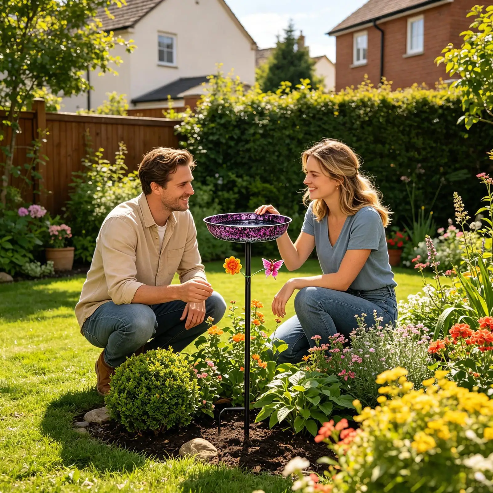 Bird Baths For Outdoors Decorative Garden Bird Feeder Backyard Birdbath With Ground Stake For Backyard Patio Porch Yard Lawn