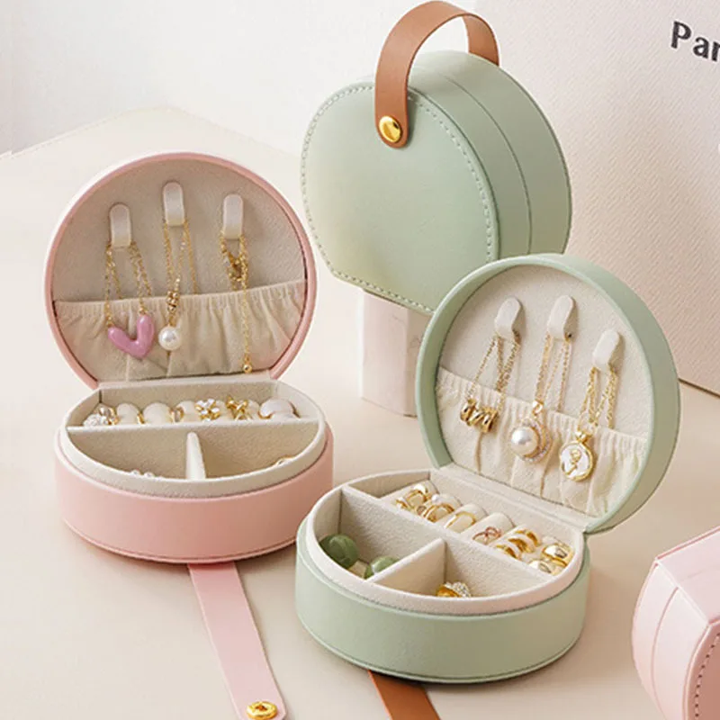 

Semi-round portable jewelry box Storage box Princess Handbag Mini earrings necklace ring box