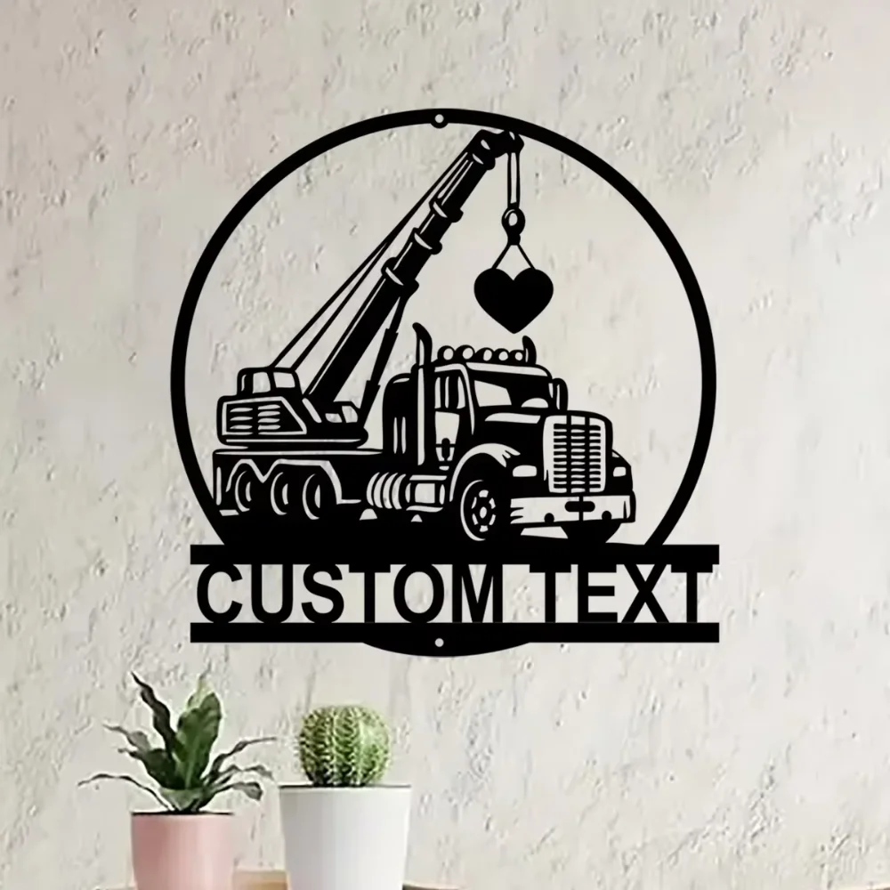 Unique Custom Crane Truck Driver Wall Art with Personalized Trucker Sign for Cool Construction - themed Home Decor of Loads