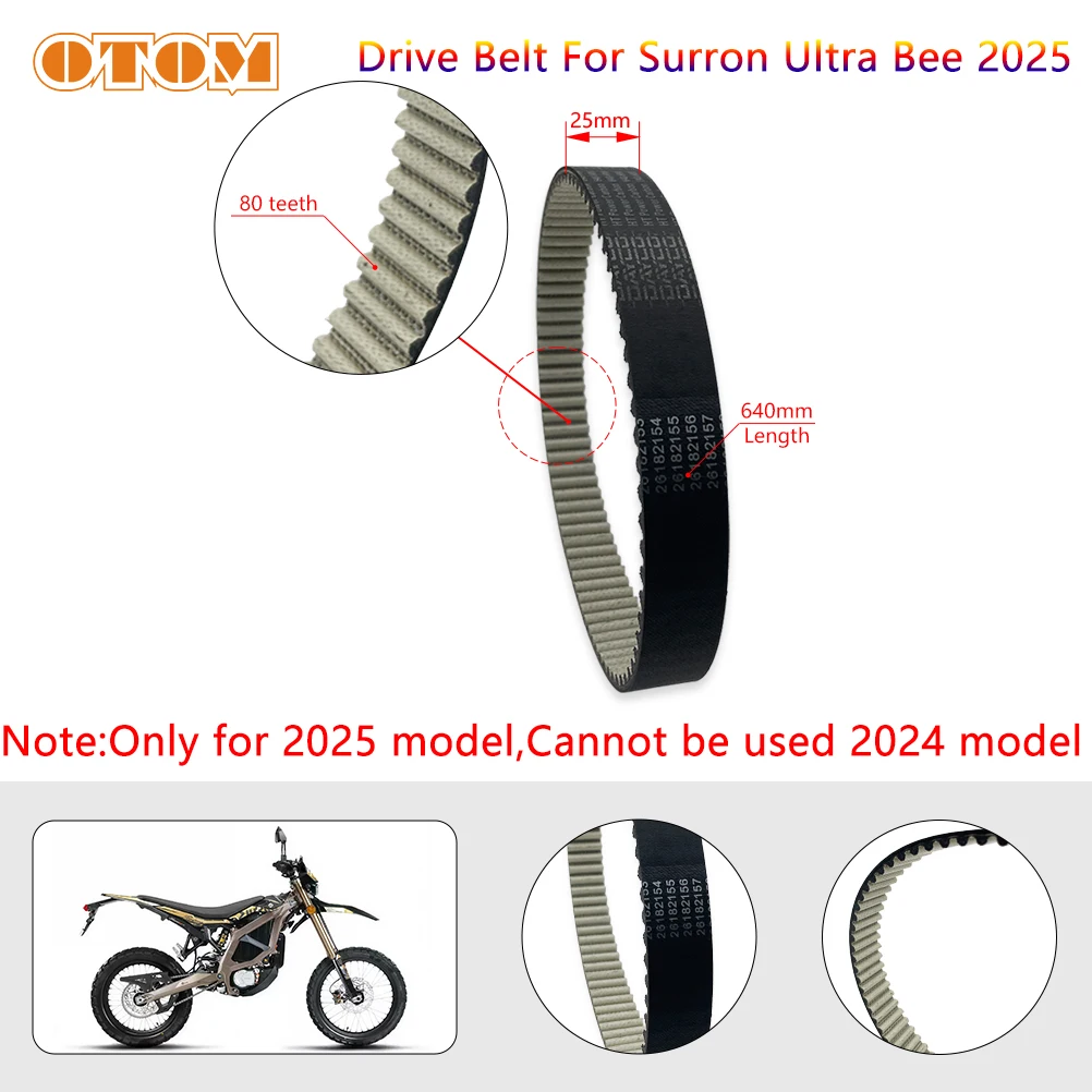 OTOM Motorcycle Drive Belt For Surron 2025 Sur-Ron Electric Ultra Bee Dirt Bike 640mm 80 Teeth Transmission Belt Parts