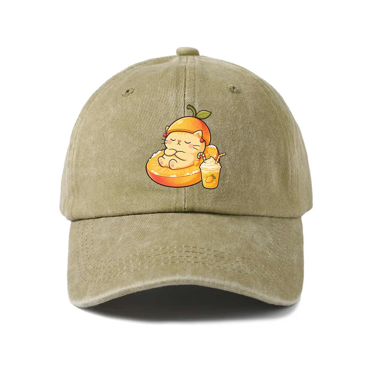 Yellow Duck with Drink Baseball Cap, Vintage Washed Adjustable Unisex Dad Hat, Outdoor Gift
