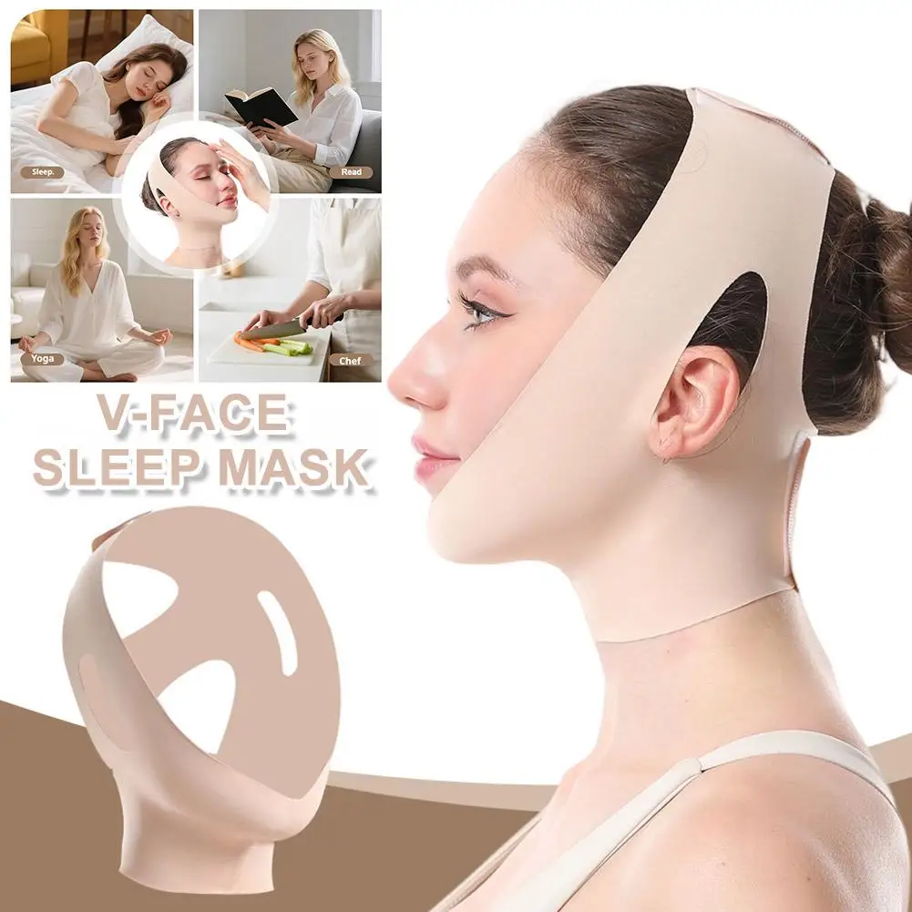 V Line Face Lifting Belt Facial Mask Cheek Lift Up Bandage Double Chin Reducer Breathable Sleeping Face Lift