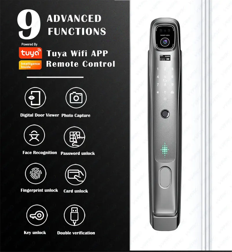 Door Lock Face Recognition Lock Digital Security Touch Screen Keyless Face Smart Door Lock