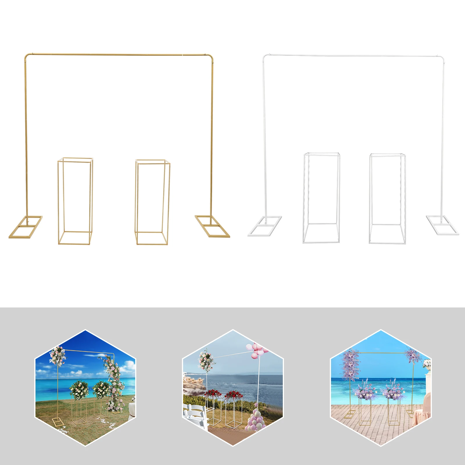 

2*2 м белая/золотая подставка для воздушных шаров с подставками для цветов, 2 шт. 27*27*80 см квадратная металлическая свадебная подставка для свадьбы, дня рождения