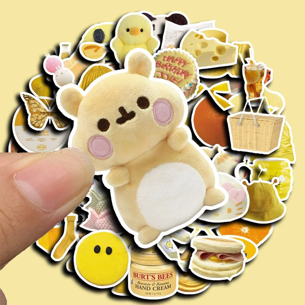 10/30/60PCS Kawaii Yellow Cartoon Stickers Butter Bread Cute Decals DIY Fridge Notebook Phone Motorcycle Suitcase Decoration Toy