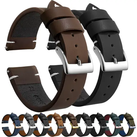 Leather Watch Band Strap Sport Vintage Leather Men Women Watchband Stainless Steel Buckle Watch Accessories 18mm 20mm 22mm