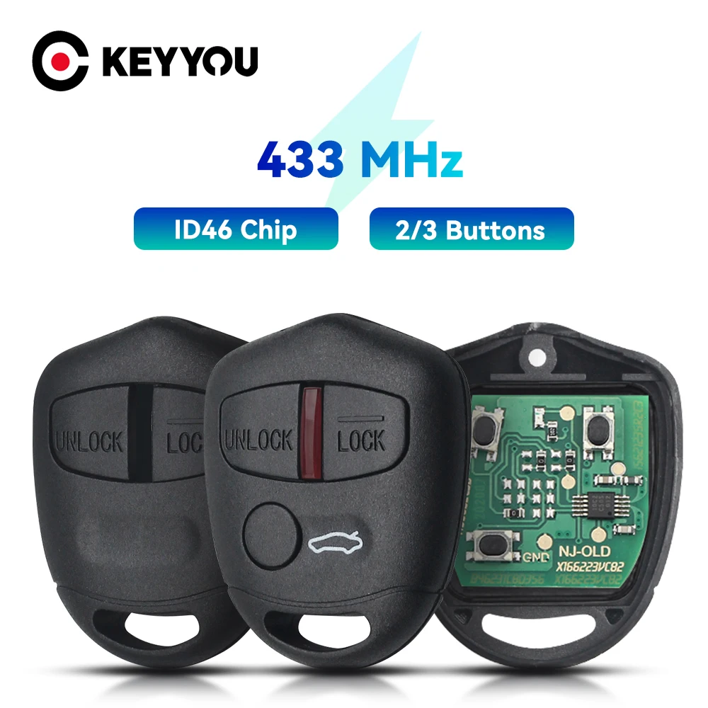 

KEYYOU Remote Control Car Key Fob 433Mhz 2 Buttons With ID46 Chip For MITSUBISHI Triton Pajero Outlander ASX Lancer MIT8 Lama
