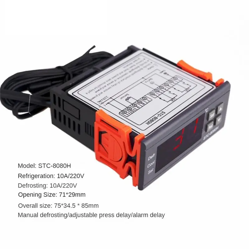 A19F-Refrigerator Thermostat Digital Display Microcomputer Temperature Controller 220V Black 1Set