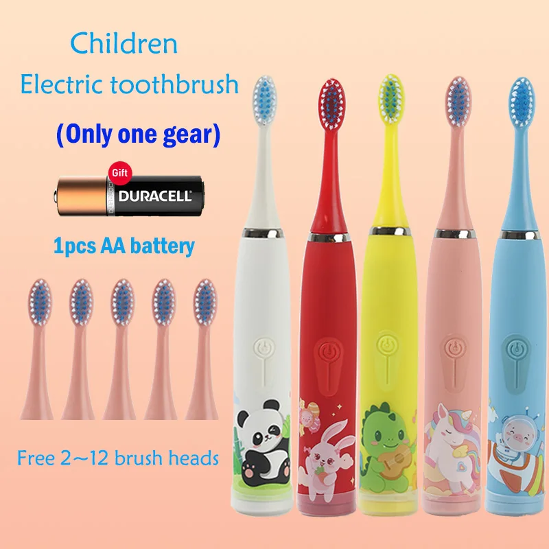 Children\'s Electric Toothbrush Cartoon Kids With Replacement Head Ultrasonic  IPX7 Waterproof Rechargeable Sonic Toothbrush