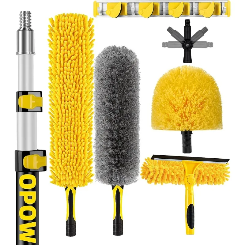 

20 Foot High Ceiling Duster Kits With 5-12ft Heavy Duty Extension Pole, High Reach Duster For Cleaning,Microfiber Feather Duster