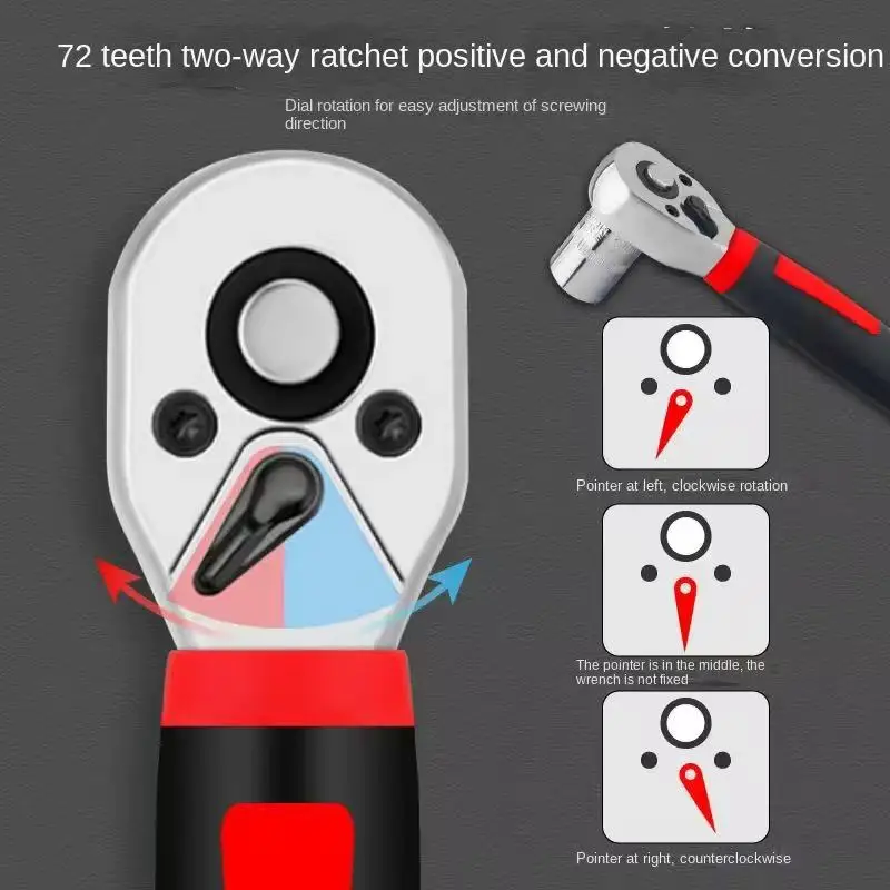 Steel Ratchet Drive Adjustable Socket With Screwdriver Bits Multifunctional Hand Tool Kit For Automobile DIY Mechanical Repair