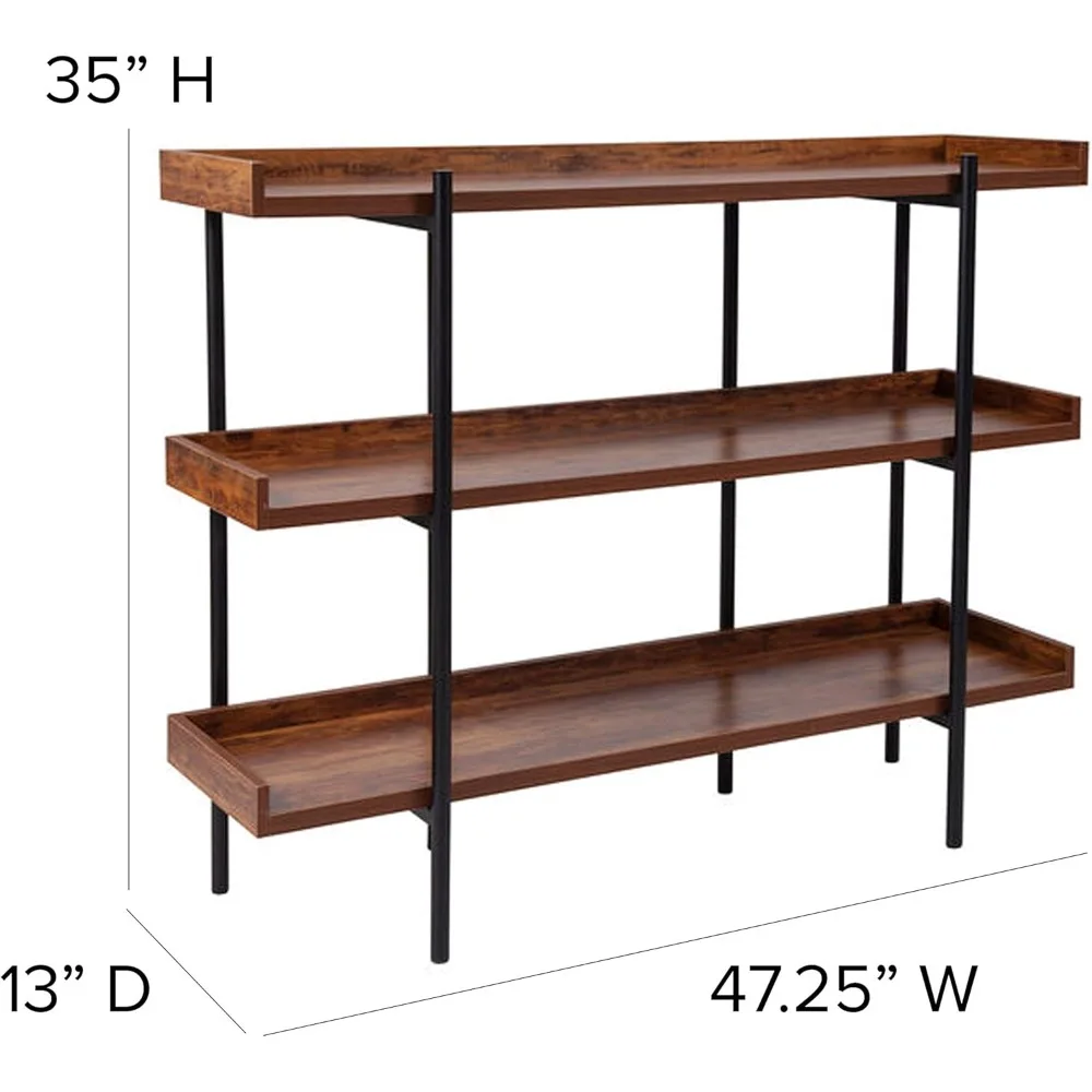 وحدة عرض تخزين خزانة الكتب ثلاثية الطبقات من الخشب الحبوب الريفية 35 ساعة للمنزل والمكتب
