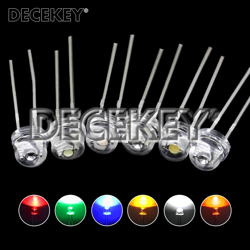 50pcs 5mm Straw Hat LED Super Bright White 0.3W 0.5W 0.75W Power Light Emitting Diode Red Yellow Green Blue Warm White Orange