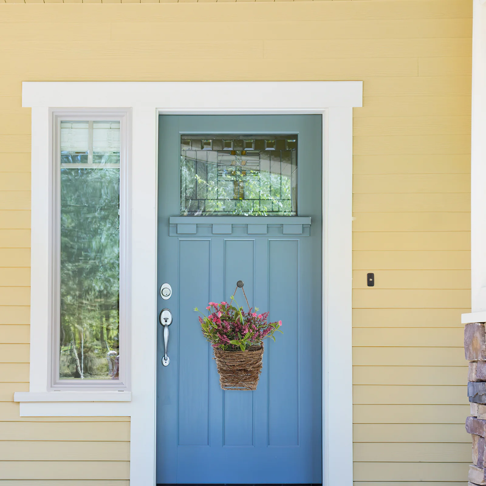 

Realistic Artificial Flower Front Door Decor Hanging Rattan Basket Spring Wedding Home Decoration No Pruning Required