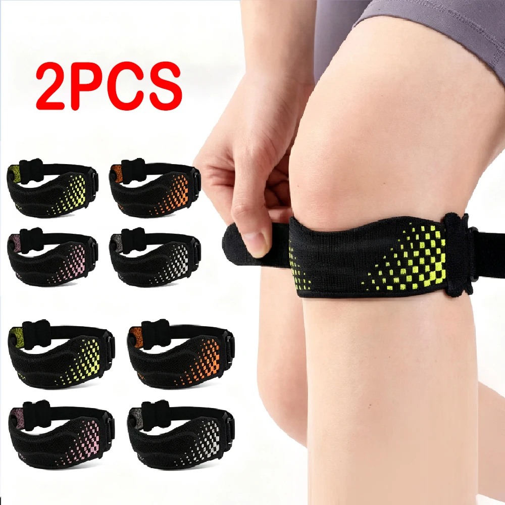 1/2PCS Curved Silicone Pad Patellar Tendon Strap,Adjustable Patella Band Textured Grip,Knee Support for Running Sports,Men Women