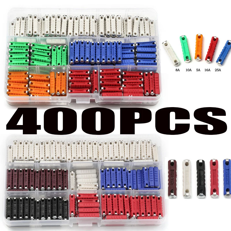 

400PCS 5A 8A 10A 16A 25A 40A Automotive European Fuse Dia 6mm Continental Car Fuse GBC EU Car/Auto Blade Auto Fuze Kit