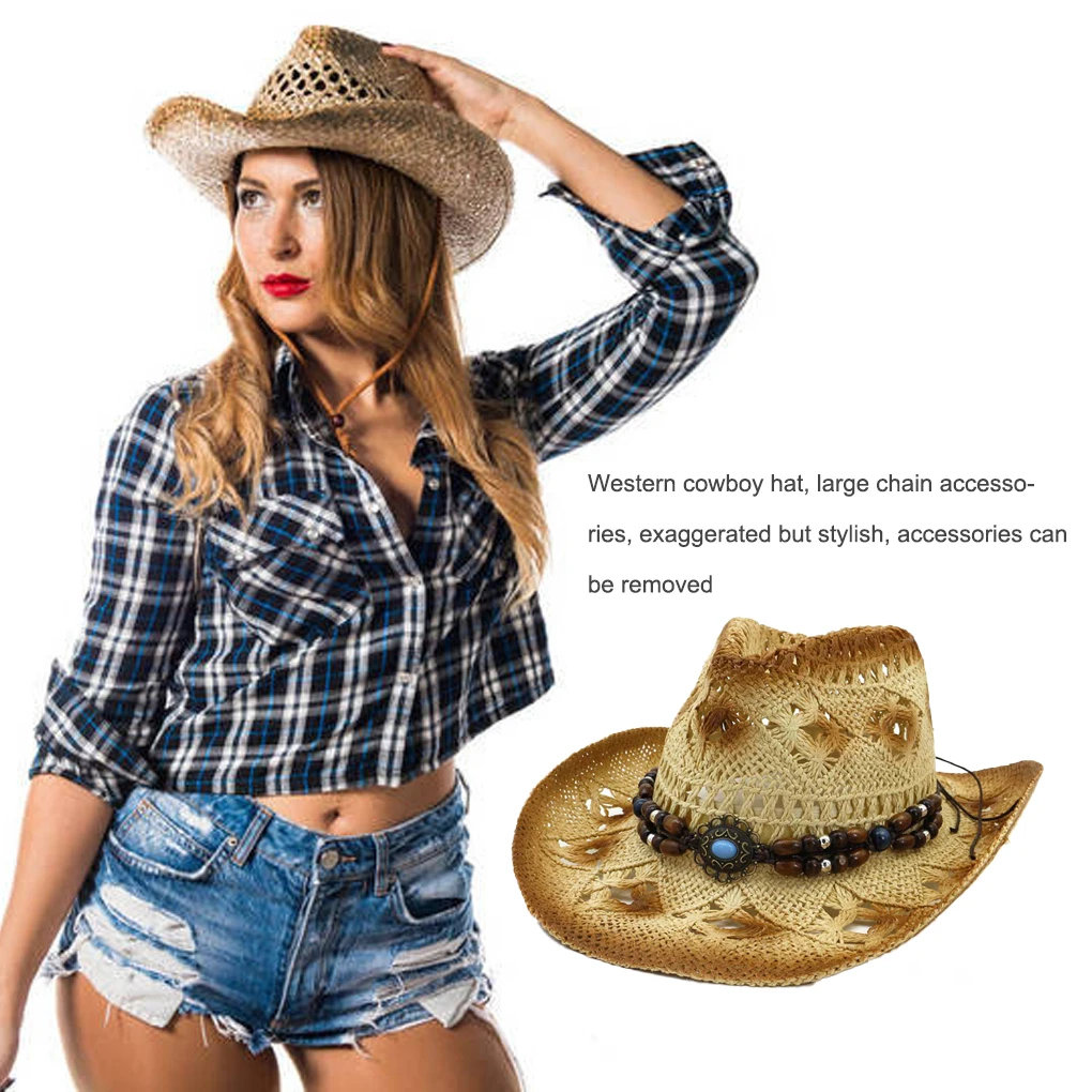 Cowboy Hat Beach Cap Special Design Travelling Accessories Outdoor Supplies Unique Summer Equipment Straws Headwear Khaki