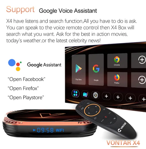 Imagen 2 del producto 2023 VONTAR Amlogic S905X4 TV Box Android 11 11,0 4GB 32GB 64GB Wifi BT compatible con reproductor multimedia de voz de Google 4K 1000M decodificador