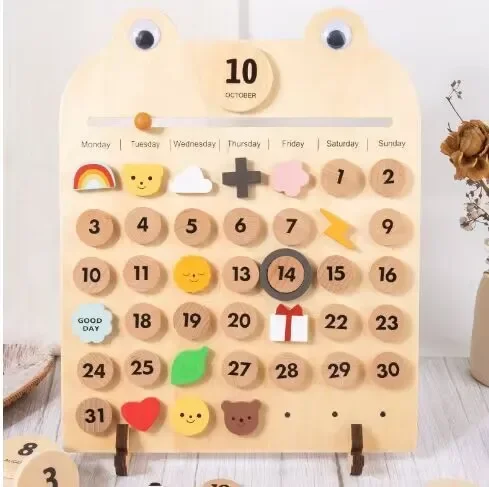 Kids Montessori Learning Calendar Cognition Time Week Month Ornaments Nordic Wood Toys Preschool Educational Toys for Children