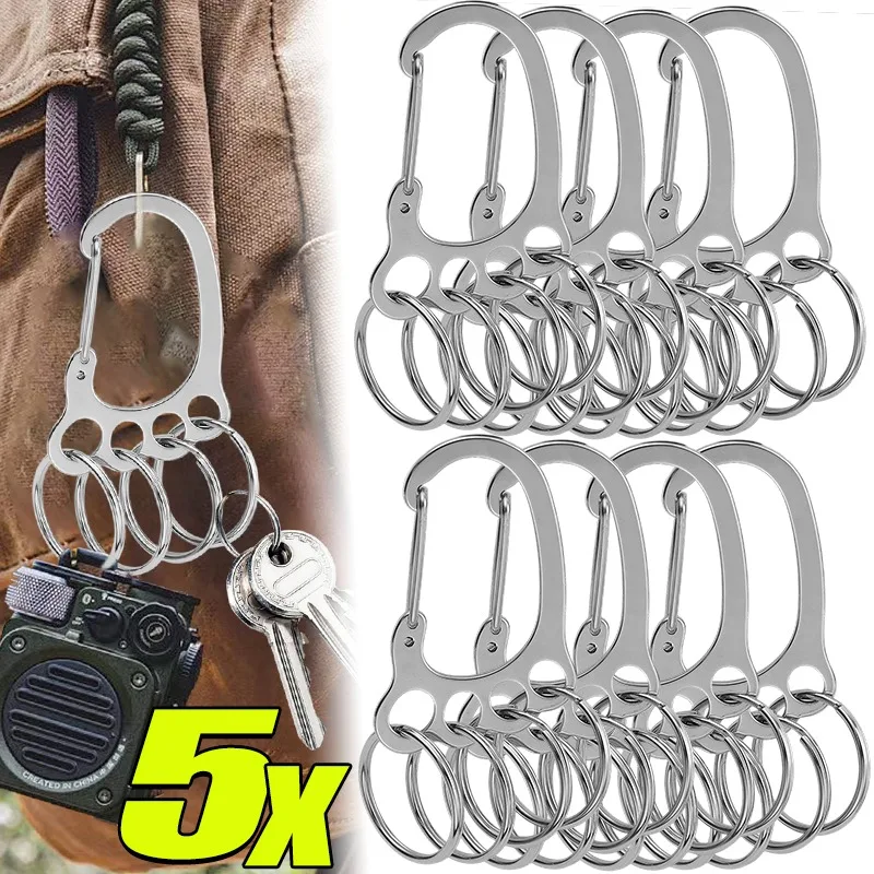 

Stainless Steel Keychain Car Key Ring Holder Thicken for Men Women Big Feet Key Chain Waist Hanged Keyholder with 4 Keyring