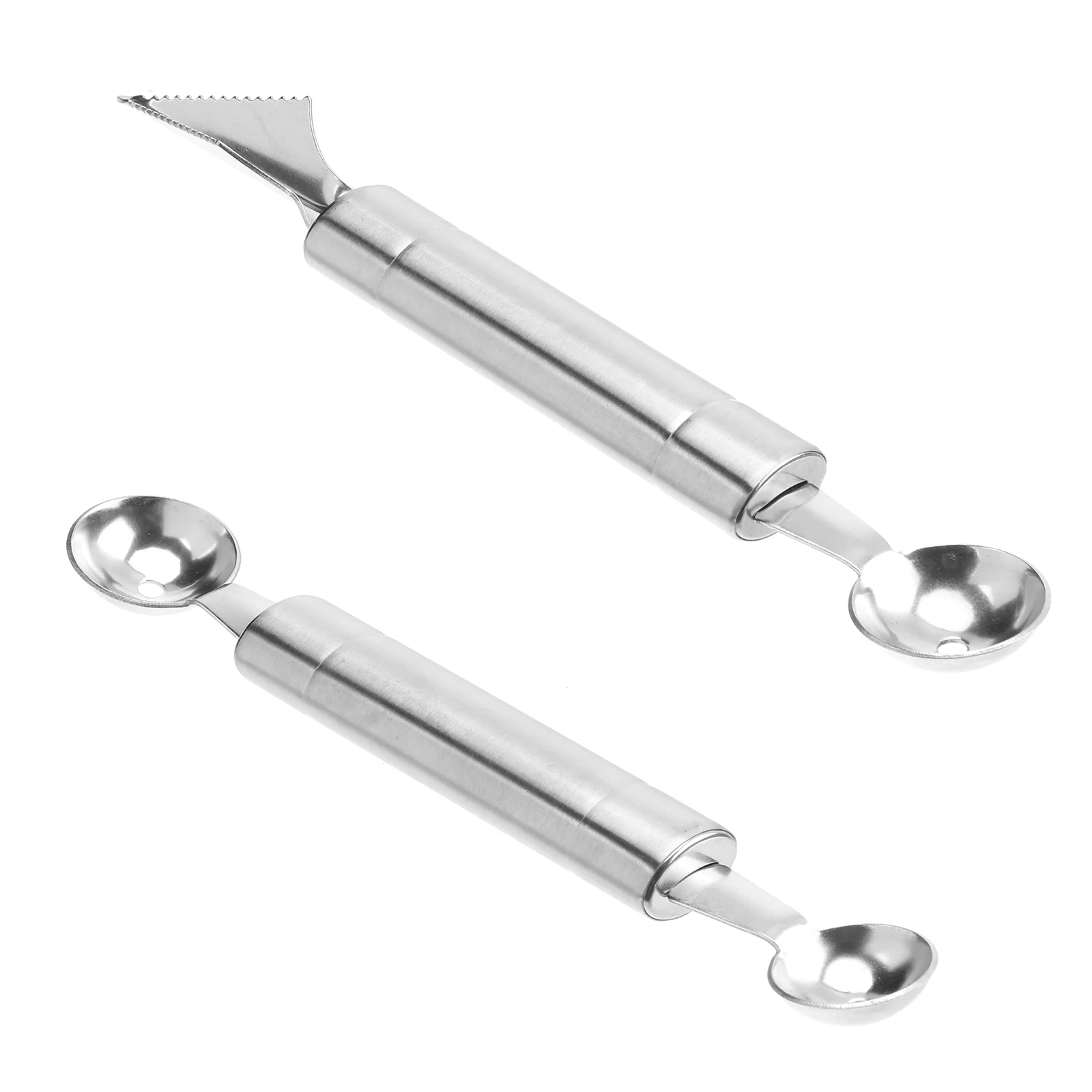 

2pcs Fruit Scoop Stainless Steel Carving Tool Vegetable Melon Ball Maker Ice Cream Spoon
