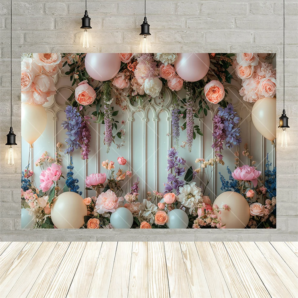 Flower Butterfly Balloon Backgrounds Custom Kids Adults Portrait Photocall Decor Banner Wedding Arch Door Photography Backdrops