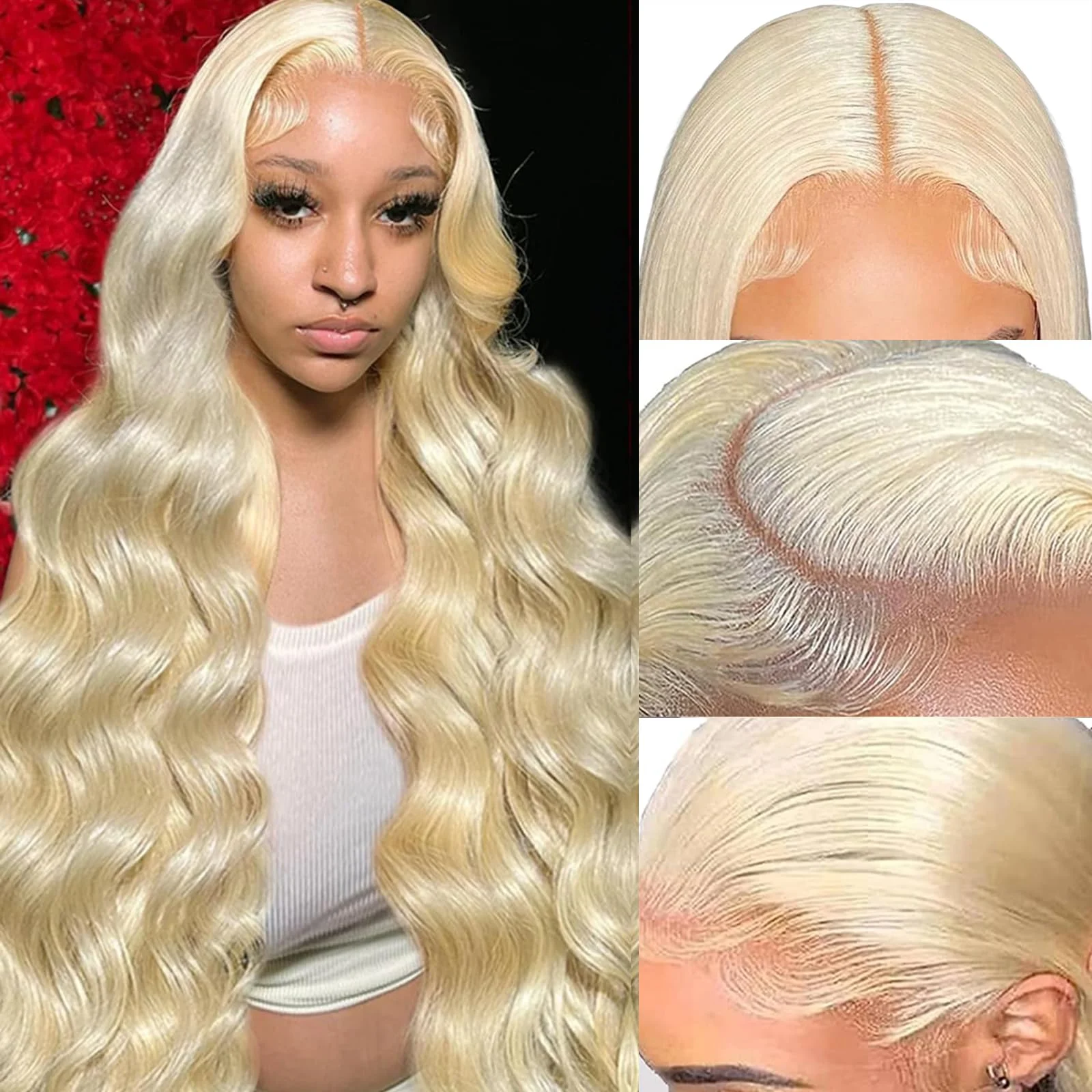 613 Blonde Front Human Hair Body wave 13x4 HD Transparent Lace Frontal Wig Brazilian Hair For Women