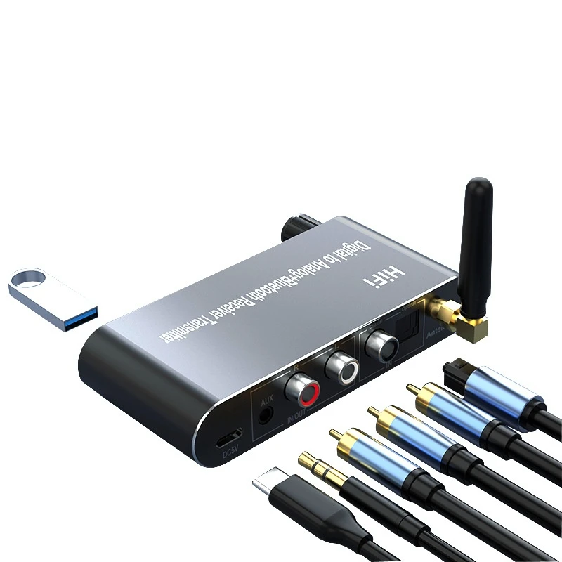 Bluetooth Adapter 5.1 Fiber Optic Coaxial USB Digital to Analog Converter Bluetooth Receiver Transmitter