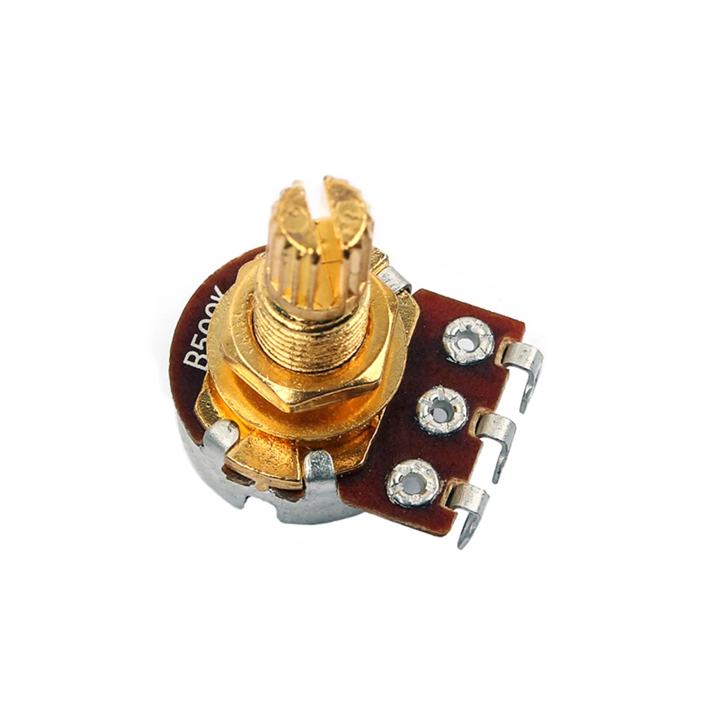 

5pcs B500K Volume Potentiometer 500K Audio Electric Guitar Parts Replacement Tone Control Split Shaft Coarse Knurling Gold