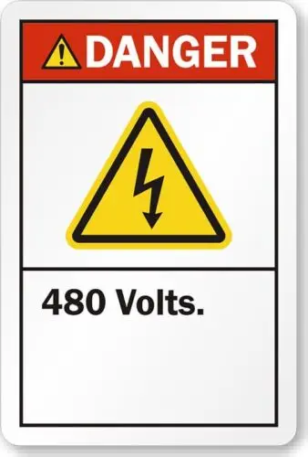 480 Volts Danger Aluminum Weatherproof 8