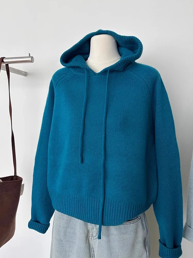 

Ladies' Loose Fit Knitted Hoodie Sweatirt Fall Winter Inner Wear Base Layer Outerwear Coat Warmth Conservation Long Sve
