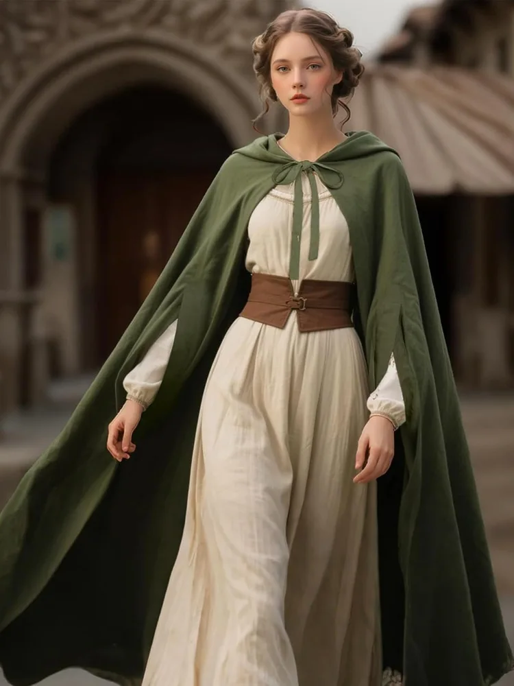 

loween Hooded awl Long Robe with Belt Stage Performance Costume Medieval Sle Women's Ethnic Faion Autumn 2025