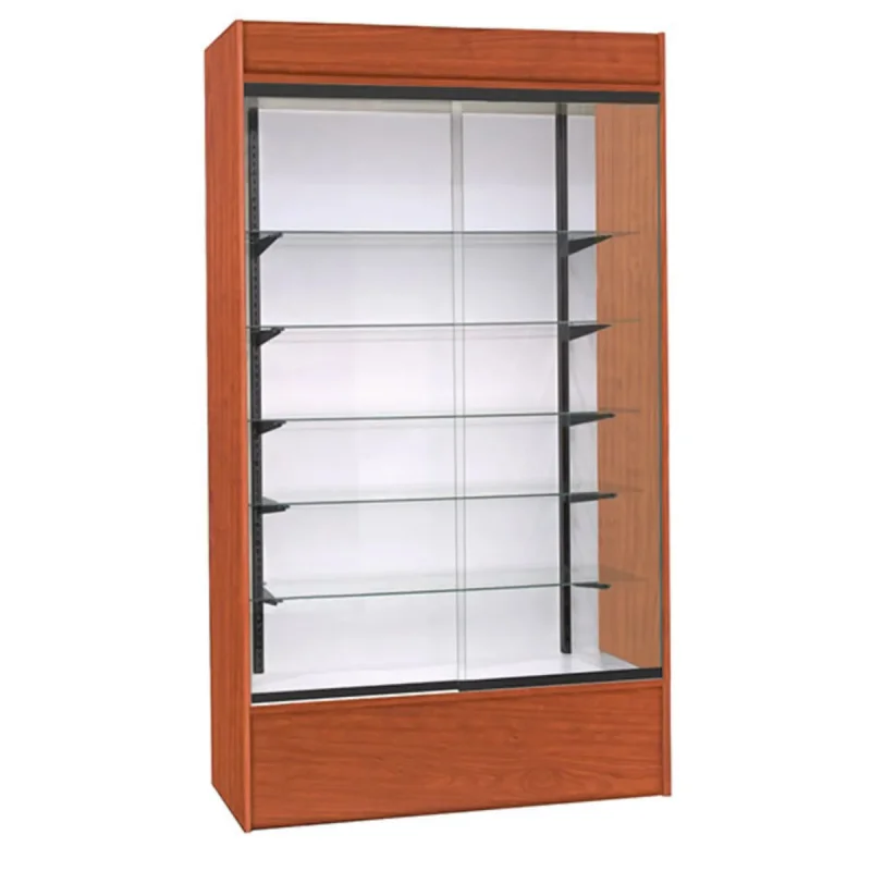 custom.HiKUYA Factory Customized Tempered Glass & MDF LED-Lit Shop Mall Display Cabinet with Color and Options