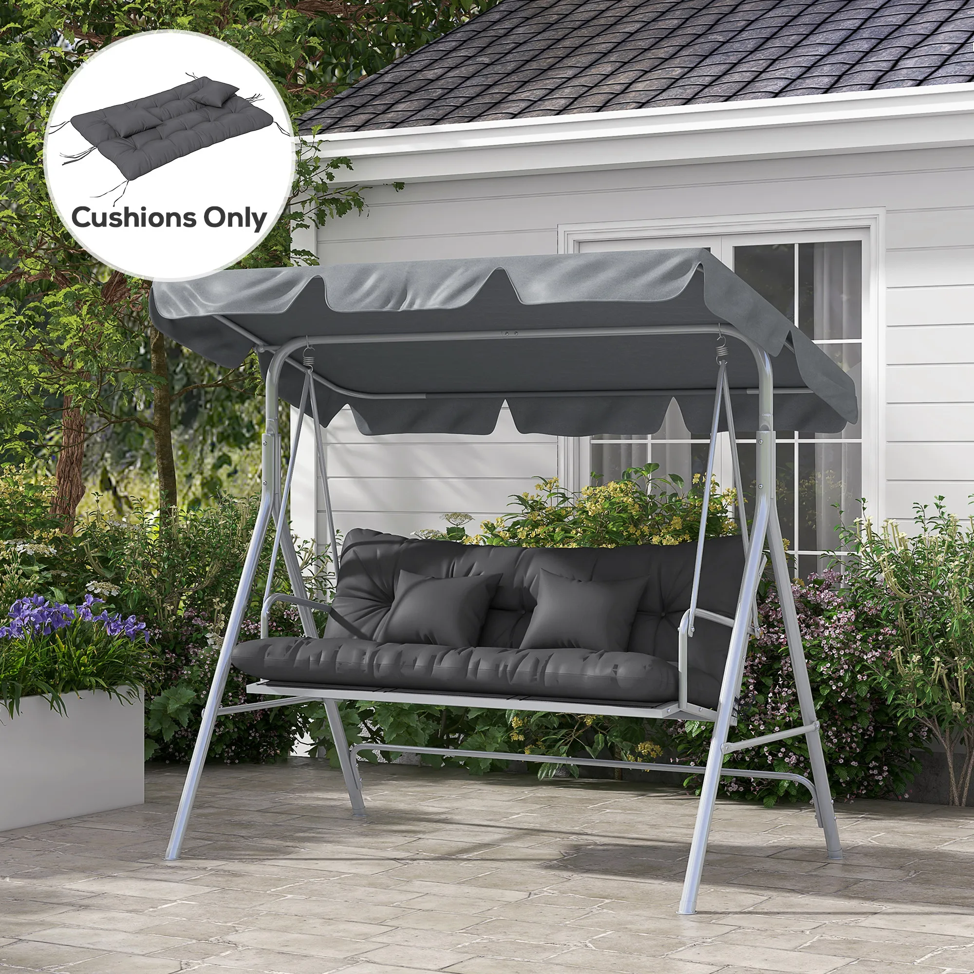 Outsunny Charcoal Grey Outdoor Seat Cushion Set