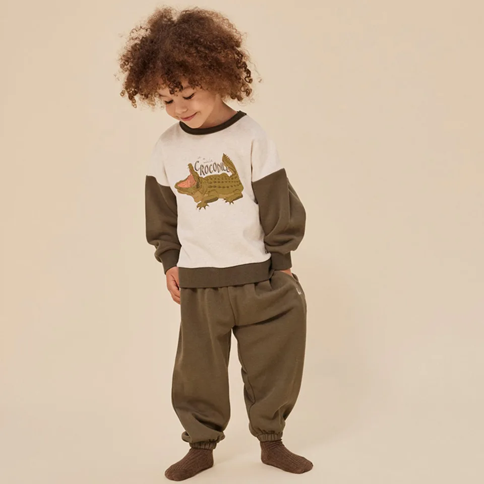 

KS Boys & Girls 2025 Spring Summer New Kitten Lace & Sequin Color-Block Sweatshirt & Sweatpants Set