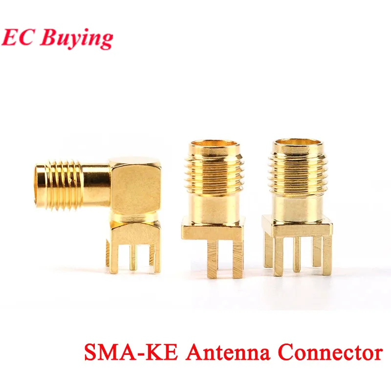 5Pcs SMA Female Jack Connector Thru Hole Antenna Plug Right Angle 90 DEGREE SMA-KE PCB Mount Connector RF Adapter Wifi Converter