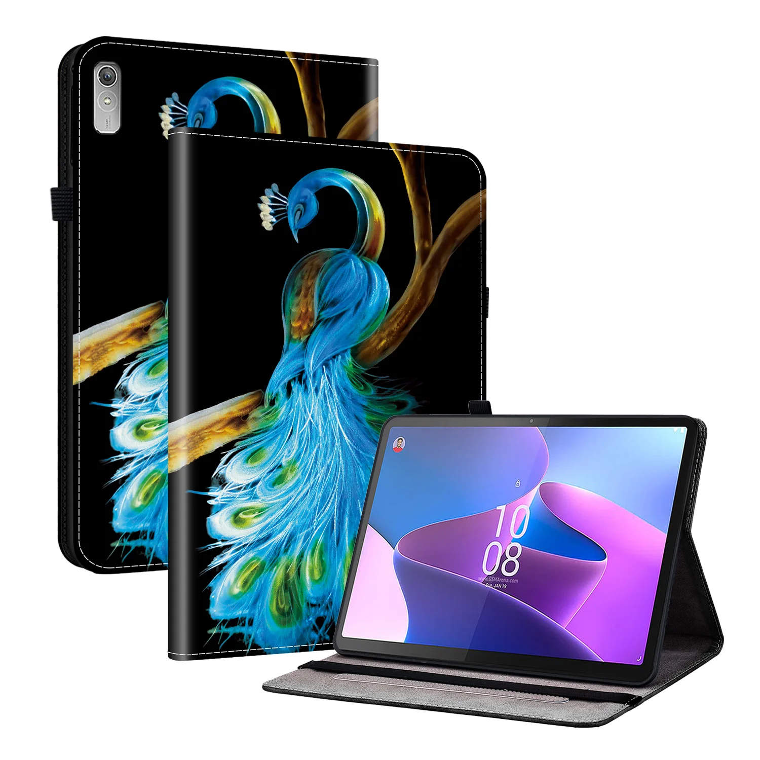 

Регулируемый чехол-подставка для Lenovo Tab P11 Gen2 Xiaoxin Pad Plus 2023 11,5 TB-350FU XU ТПУ, окрашенная задняя крышка, слот для карт, держатель для ручки