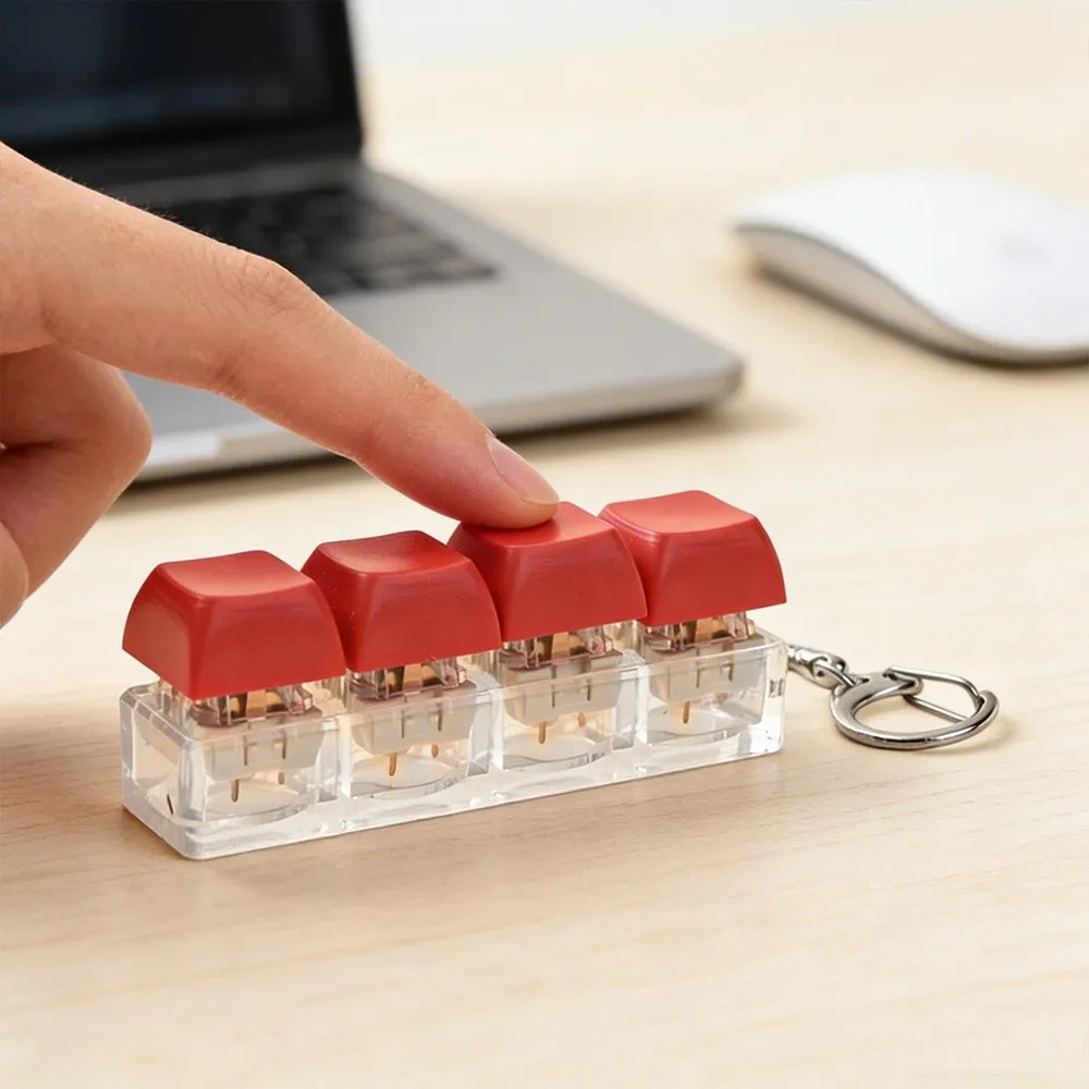 New DIY Keyboard Fidget Keychain Keys Button Keycap Clicker Toy Pass The Time Relief Stress Pinch Toy