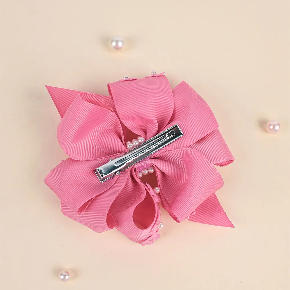 Sweet Pearl Bow Hairpin Solid Ribbon Bowknot Hair Clip Kawaii Barrettes Headwear Hair Styling Tools Boutique Accessories