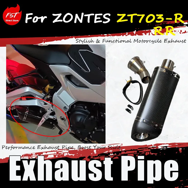 For ZONTES ZT703-R/RR FST Modified Bottom Exit Carbon Fiber Exhaust Pipe Straight Through Exhaust Aftermarket Mod Accessories