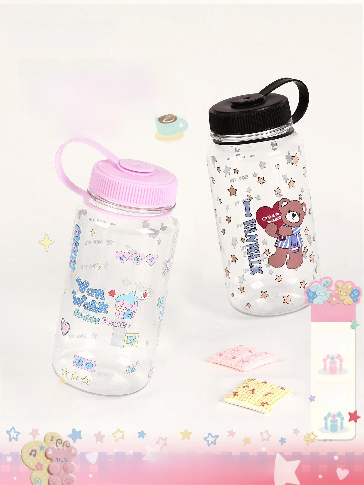VANWALK - Vaso Deportivo de Verano, Portátil, Gran Capacidad, Diseño Estético, para Estudiantes, Bonito, Resistente al Calor,...