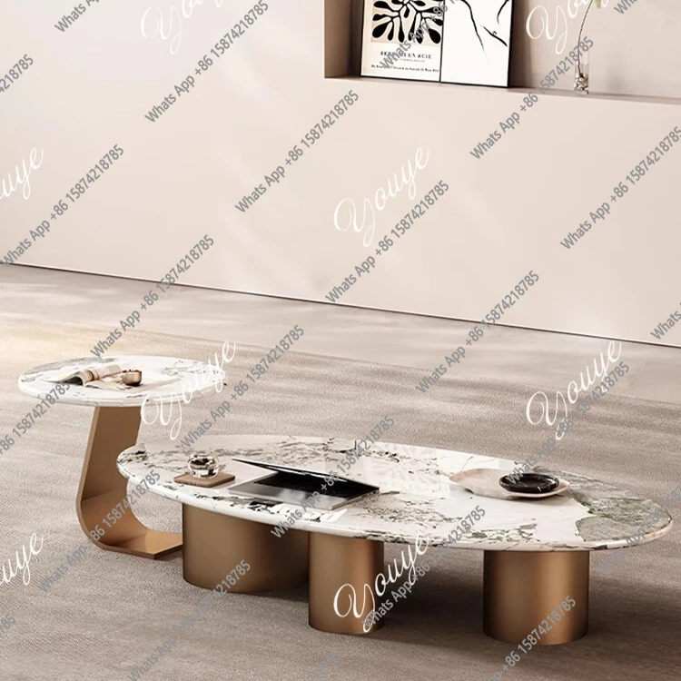 

Pure natural luxury stone coffee table modern simple French light luxury living room high-end art coffee table